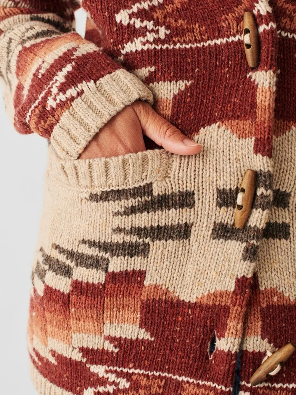 Faherty Thunder Voice Eagle Lehi Wool Blend Cardigan in Sunset Southwest Aztec M - Picture 3 of 9